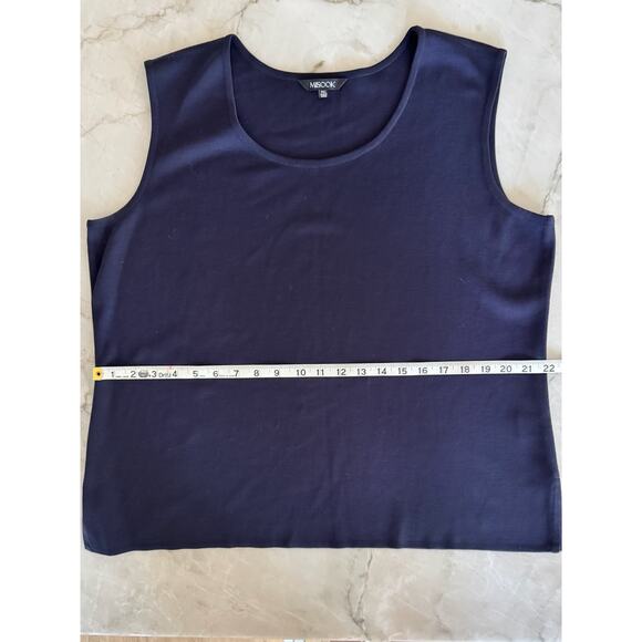 Misook Top Sz PXL Navy Knit Layering Tank Scoop Neck Classic Travel Shell Blouse - Picture 5 of 6